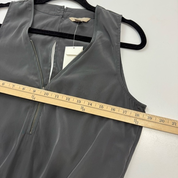 Banana Republic Sz 4 Sleeveless Jumpsuit 1/4 Zip Olive Grey Lightweight City NWT - Picture 11 of 14